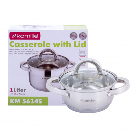 Кухонная кастрюля из нержавеющей стали с крышкой 1л KL225614 Kamille