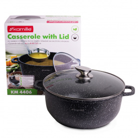 Кухонная кастрюля с крышкой из литого алюминия с антипригарным покрытием 6.5л KL225480 Kamille