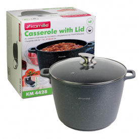 Кухонная кастрюля с крышкой из алюминия с антипригарным покрытием гранит 10л KL225489 Kamille