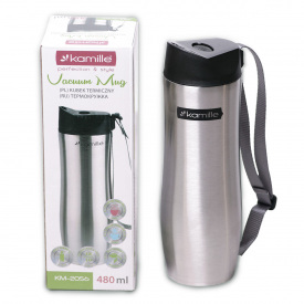 Термокружка из нержавеющей стали Kamille 480 ml Черый/Хром (KL224968)