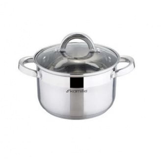 Каструля Kamille 4 л. з нержавіючої сталі з кришкою та порожнистими ручками KM-5620S