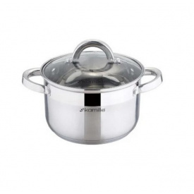 Каструля Kamille 4 л. з нержавіючої сталі з кришкою та порожнистими ручками KM-5620S