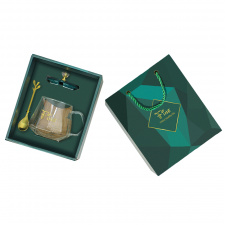 Сувенирный подарочный набор Lesko A28 чашка+ложка Dark Green