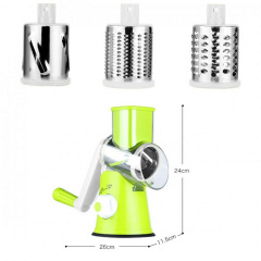 Овощерезка мультислайсер Tabletop Drum Grater Kitchen Master Терка для овощей и фруктов 3 насадки Зеленая/Белая Херсон