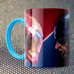 Чашка Fan Girl Железный человек против Капитана Америки Марвел - Marvel (15770) 330 мл Голубой Южноукраїнськ