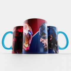 Чашка Fan Girl Железный человек против Капитана Америки Марвел - Marvel (15770) 330 мл Голубой Южноукраїнськ