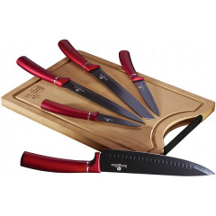 Набор из 6 ножей с бамбуковой разделочной доской Berlinger Haus Metallic Line Burgundy Edition (BH-2552) Чернівці