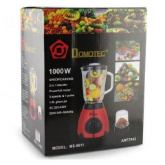 Блендер стационарный Domotec MS-6611 с кофемолкой 2в1 1.5L 1000W Red (3_02327) Миколаїв