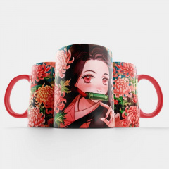 Чашка Fan Girl Незуко астры Клинок рассекающий демонов - Demon Slayer: Kimetsu no Yaiba (15755) 330 мл Красный Бориспіль