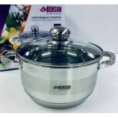 Кастрюля из нержавеющей стали с крышкой Benson BN-219 3.5л Обухів