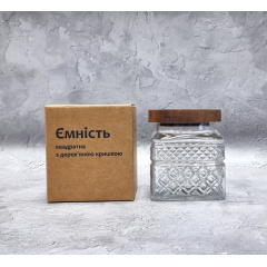 Емкость стеклянная SNT с деревянной крышкой 1 л квадрат Прозрачный Новомосковск