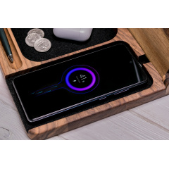 Деревянный органайзер с беспроводной зарядкой Apple ecoWalnut 300x231x210 мм Приморск