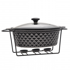 Мармит круглый с подставкой Kamille 3,5 л Черный (KM-6427) Приморськ