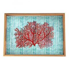 Поднос для сервировки деревянный с ручками Manopoulos Коралл 45x32 см (TR.XLE30.12) Гуляйполе
