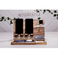 Подставка из дерева для двух телефонов/часов Apple ecoWalnut 300x231x210 мм Киев