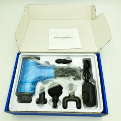 Портативный ручной массажер для тела 4 насадки Fascial Gun HG-320 Синий (SMT194849299) Виноградів