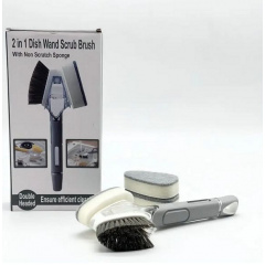 Щетка с дозатором для мытья посуды UKC Dish Wand Scrub Drush 2в1 Серый Энергодар