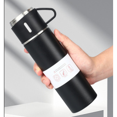 Подарочный набор RIAS Vacuum Flask Set Термос с 3 чашками 0.5L Black (3_02997) Оріхів