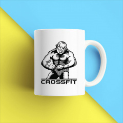 Кружка чашка белая с принтом "Силач Crossfit" Кавун Київ