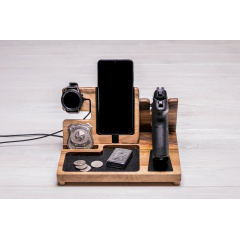 Деревянный органайзер для гаджетов Samsung ecoWalnut 240x180x140 мм Київ