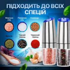 Набор мельниц для соли перца специй SBTR 2 предмета на батарейках Серебро (SPM-12/Silver) Якимівка