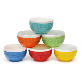 Пиала Bon Джамбо Вязаный орнамент 575-110 (яркие краски) 900мл, 6 видов, 6 шт (SK000609)