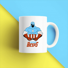 Кружка чашка белая с принтом "Captan Biceps" Кавун
