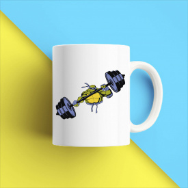 Кружка чашка белая с принтом "Черепашки-ниндзя: Леонардо со штангой" Кавун