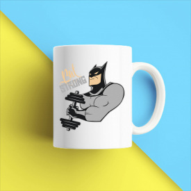 Кружка чашка белая с принтом "Bat Strong" Кавун