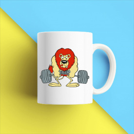 Кружка чашка белая с принтом "Лев со штангой" Кавун