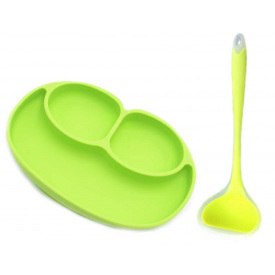 Набор силиконовый половник 21 х 6.5 см и Силиконовая тарелка коврик 22 х 15 см Салатовый (vol-974)