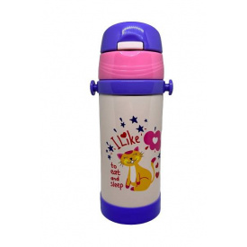 Термос детский с трубочкой Mine Котик 350 мл Белый (hub_tzgqwe)