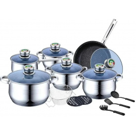 Набор кухонной посуды из нержавеющей стали с фритюрницей на 18 предметов XPro BN-5003 (BN-5003_2063)