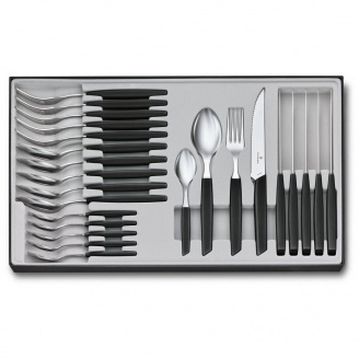 Набор столовых приборов Victorinox Swiss Modern Table Set 24 предмета Черный (6.9093.12W.24)