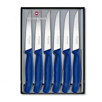 Набор кухонных ножей для стейка Victorinox Swiss Classic Steak Set 6 шт Синие (6.7232.6)