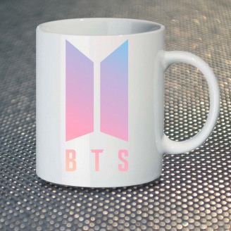 Чашка Fan Girl Лого BTS Bangtan Boys БТС (7076) 330 мл Белый