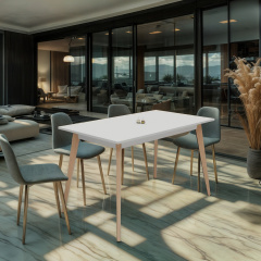 Стол обеденный Tobi Sho BON прямоугольный для кухни, столовой, 1180х680х750 мм Белый/Лак Курень