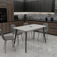Стол обеденный Tobi Sho BON прямоугольный для кухни, столовой, 1180х680х750 мм Белый/Серый Акимовка