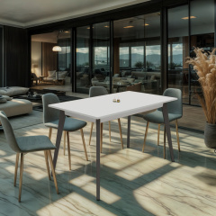 Стол обеденный Tobi Sho BON прямоугольный для кухни, столовой, 1180х680х750 мм Белый/Серый Акимовка