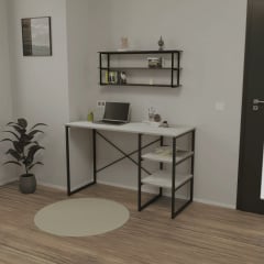 Стол письменный Tobi Sho VARN компьютерный с металлическими опорами, 1180х540х750 Дуб Крафт Белый/Черный Кропивницкий