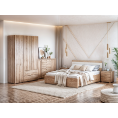 Кровать двуспальная Tobi Sho SONATA/1600 ДСП, 1600х2000 мм Дуб сонома/Белый Вышгород