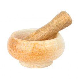Ступка с пестиком Ручная Работа натуральный камень 9х9х4,7см Бежевый (26853)