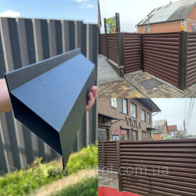 Забор ЖАЛЮЗИ металлический тёмно-коричневый 8019тип "Exclusive"(Эксклюзив40/120 мм)Ромб двухстороннее покрытие