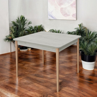 Стол обеденный Tobi Sho MONO квадратный для столовой, кухни, 880х880х750 мм Дуб Крафт Белый/Лак