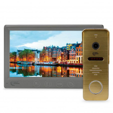 Комплект відеодомофона Light Vision: домофон 7" Amsterdam FHD Grey та відеопанель RIO FHD Gold