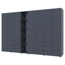 Комплект Doros Гелар з Етажеркою Графіт 3+4 ДСП 309.4х49.5х203.4 (42005062)