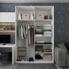 Шафа купе Doros G-Caiser Білий Графіт 1 ДСП / 1 дзеркало / 3 частини 160х60х240 (42005086)