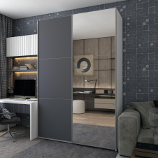 Шафа купе Doros G-Caiser Білий Графіт 1 ДСП / 1 дзеркало 180х60х240 (42005092)