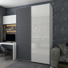 Шафа купе Doros G-Caiser Білий Графіт/Білий 1 ДСП / 1 скло / 3 частини 180х60х240 (42005094)