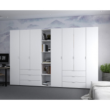 Комплект Doros Гелар з Етажеркою Білий 3+4 ДСП 309.4х49.5х203.4 (42005037)